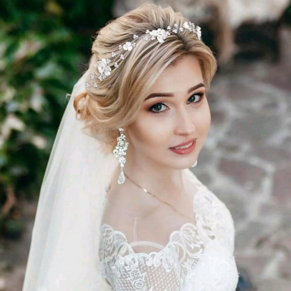 New Wedding Bridal Headband Ivory White Faux Pearl Floral Hairband